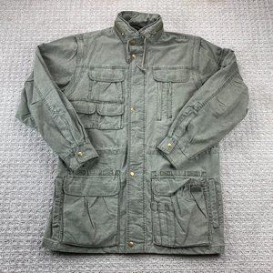 PRO CAM-FIS Jacket Coat Men Medium M Gray Button Full Zip Multiple Pockets Hood